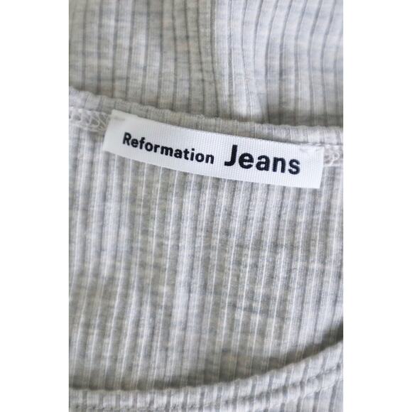 Reformation Size S Kendy Ribbed Short Sleeve Mini Dress Marble Gray Beige Heathe - Picture 11 of 13